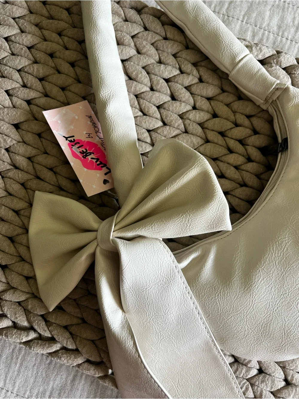 Luv Betsey Cream Bow Hobo Shoulder Bag